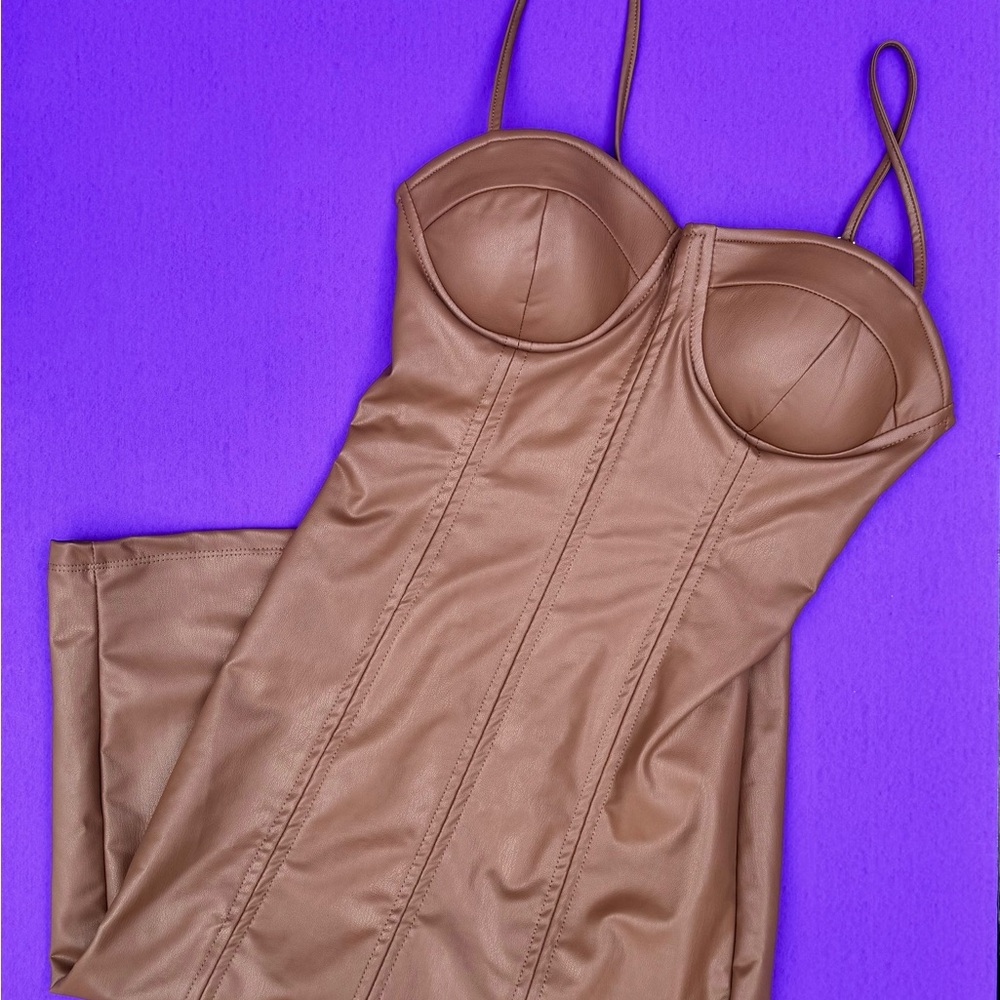 Elegant Brown Women's Corset Dress